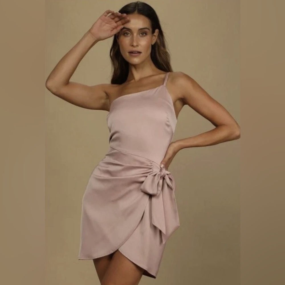 Lulu's Light Pink One-Shoulder Dress - Picture 1 of 6